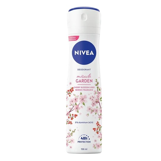 Nivea, Miracle Garden antyperspirant w spray'u Kwiat Wiśni i Czerwone Jagody 150ml Nivea
