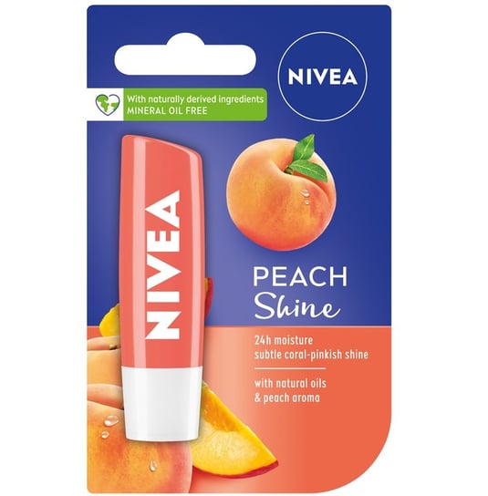 Nivea, Pielęgnująca pomadka do ust Peach Shine, 4.8g Nivea