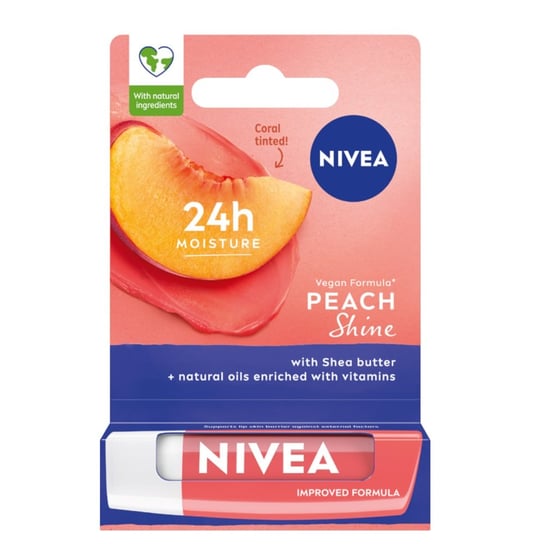 Nivea, Pielęgnująca Pomadka Do Ust, Peach Shine, 4.8g Nivea