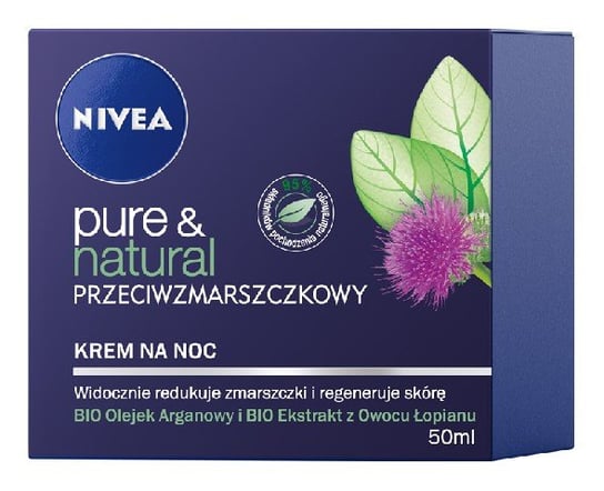 Nivea, Pure & Natural, przeciwzmarszczkowy krem na noc, 50 ml Nivea