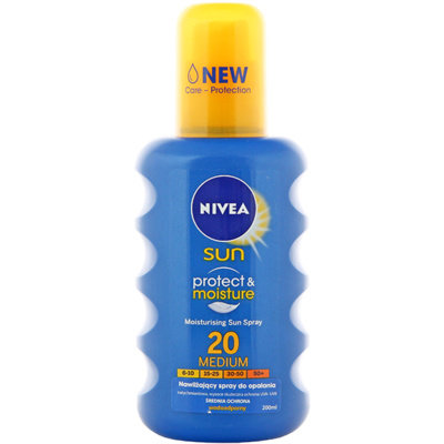 Nivea Sun, Protect & Moisture, nawilżający spray do opalania, SPF 20, 200 ml Nivea