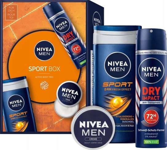 Nivea, Zestaw kosmetyków do pielęgnacji MEN Sport Box, 3 szt. Nivea Men