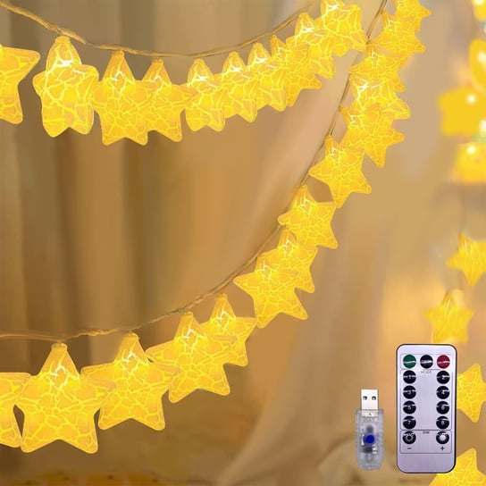 NLNEY LED Star Lights - 6m, 8 Trybów, Dekoracja (Gwiazdy, Ciepły Biały) Inna marka