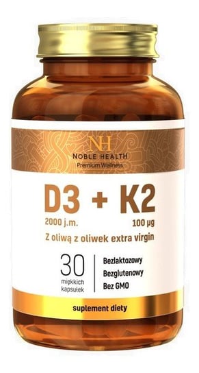 Noble Health, D3 + k2 w oliwie z oliwek extra virgin suplement diety, 30 kaps. Noble Health