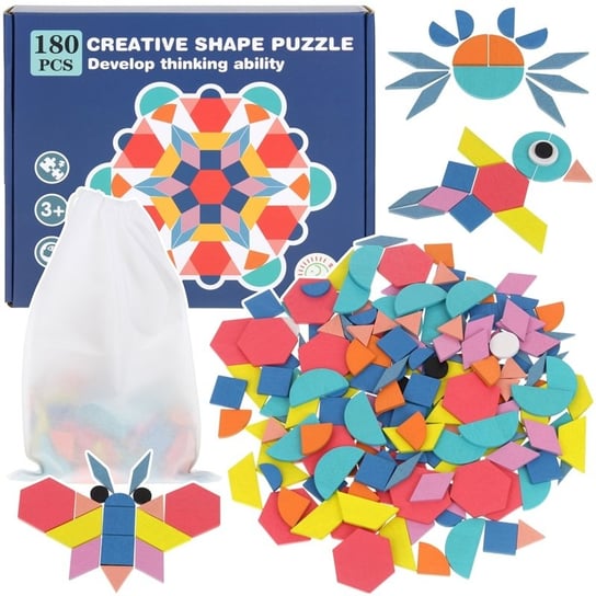 Nobo Kids, Drewniane Kreatywne Puzzle Mozaika Kształty 180 El Nobo Kids
