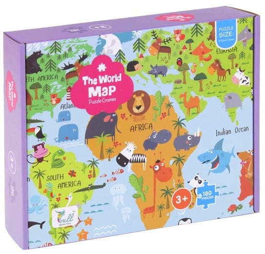 Nobo, puzzle, Mapa Świata Zwierzęta Rośliny, 180 el. Nobo