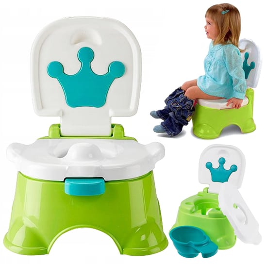 Nocnik wyciągany krzesełko dla dzieci toaleta z klapką podstawka 3w1 zielony u372Z elektrostator
