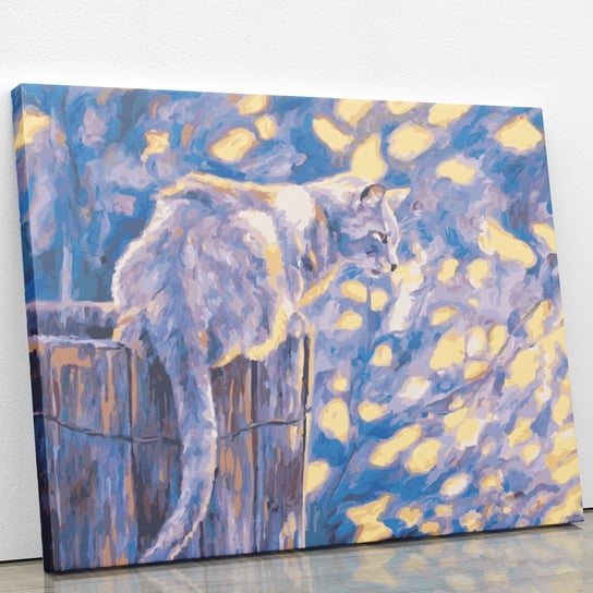 Nocny kot na beczce - Malowanie po numerach 50x40 cm ArtOnly