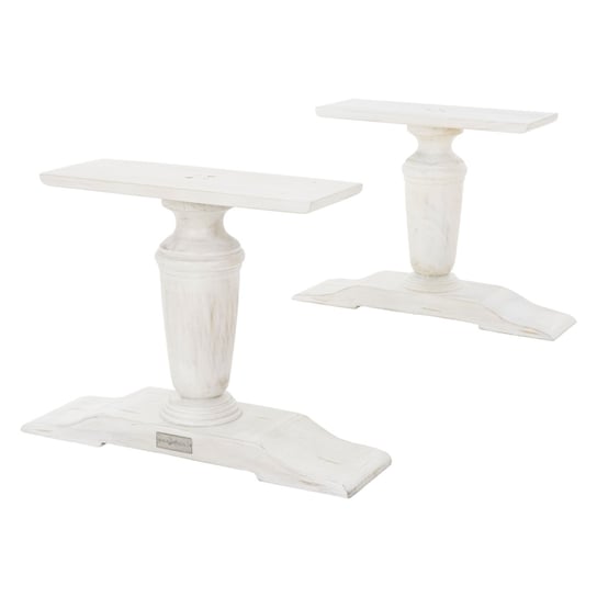 Nogi stołowe zestaw 2 sztuk 50x37x15 cm białe lite drewno WOMO-DESIGN