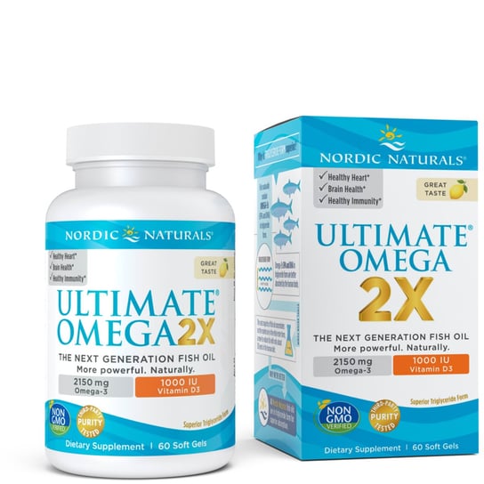 Nordic Naturals Ultimate Omega 2X z witaminą D3 Suplement diety, 60 kaps. miękkich o smaku cytrynowym Nordic Naturals