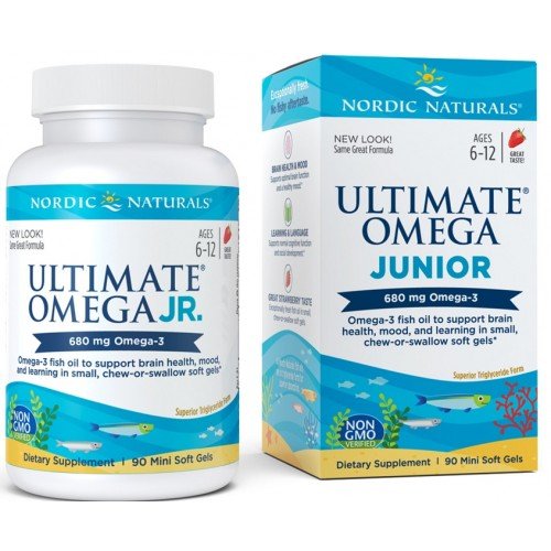 Nordic Naturals Ultimate Omega Junior  680 mg  - Suplement diety, 90 kaps. miękkich o smaku truskawkowym Nordic Naturals
