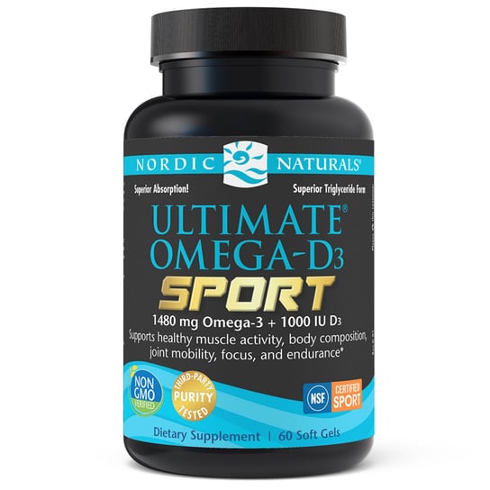 Nordic Naturals Ultimate Omega Sport z witaminą D3 1480mg Suplement diety, 60 kaps. miękkich o smaku cytrynowym Nordic Naturals