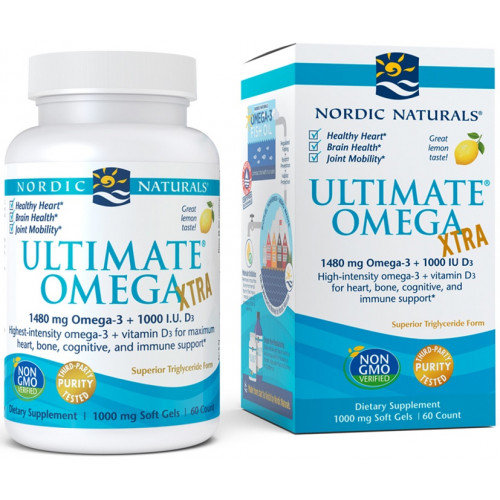 Nordic Naturals Ultimate Omega Xtra 1480mg Suplement diety, 60 kaps. miękkich o smaku cytrynowym Nordic Naturals