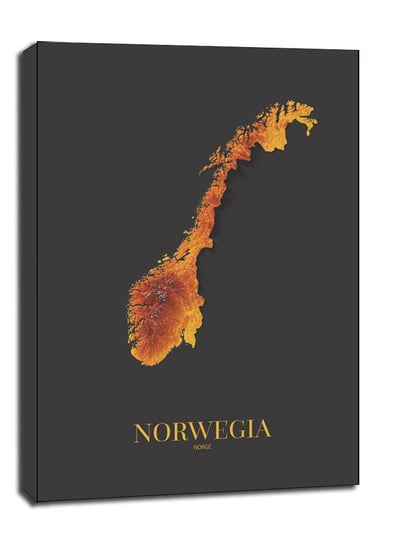 Norwegia mapa złota - obraz na płótnie 61x91,5 cm / AAALOE Inna marka