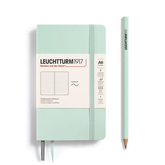 Notatnik Leuchtturm1917 Pocket A6, miękka oprawa, kropki, Mint Green Inna marka