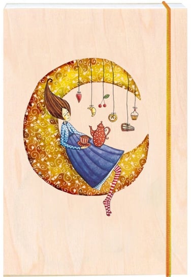 Notatnik ozdobny, drewniany, A6, Księżyc Cozywood