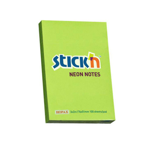 NOTES SAMOPRZ.76X51MM ZIELONY NEON Stick'n