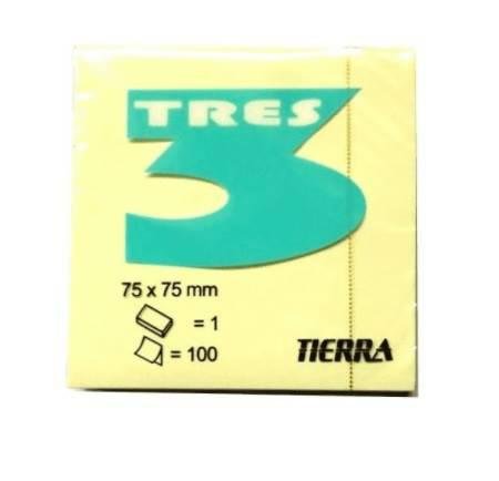 Notes samoprzylepny 75x75mm pastelowyżółty TRES TRES