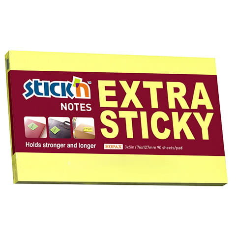 Notes samoprzylepny extra sticky 76x127mm żółty neonowy 90 kartek Hopax 21674 Hopax
