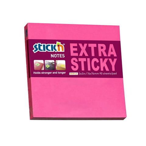 Notes samoprzylepny extra sticky 76x76mm różowy neonowy 90 kartek Hopax 21671 Hopax