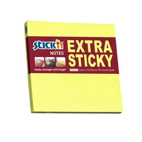 Notes samoprzylepny extra sticky 76x76mm żółty neonowy 90 kartek Hopax 21670 Hopax