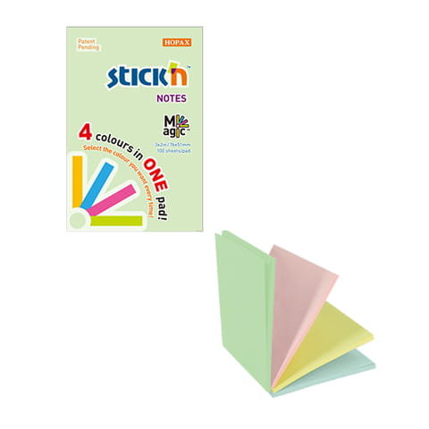 NOTES SAMOPRZYLEPNY MAGIC PAD 51X76MM, PASTEL MIX 100 KART.(12) 21768 Hopax Inna marka