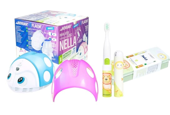 Novama, Nella by Flaem, inhalator dla dzieci + Vitammy Smile, szczoteczka soniczna dla dzieci, lew dla dzieci Novama