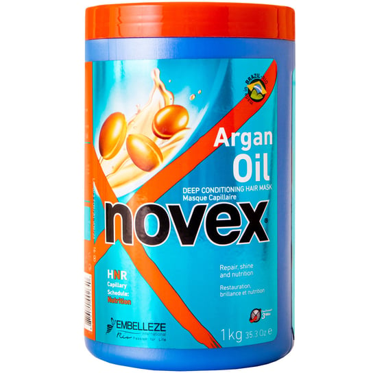 Novex Argan Oil Mask głęboko odżywcza maska do włosów słabych zniszczonych 1000g regeneruje, nawilża, odmładza pasma Novex