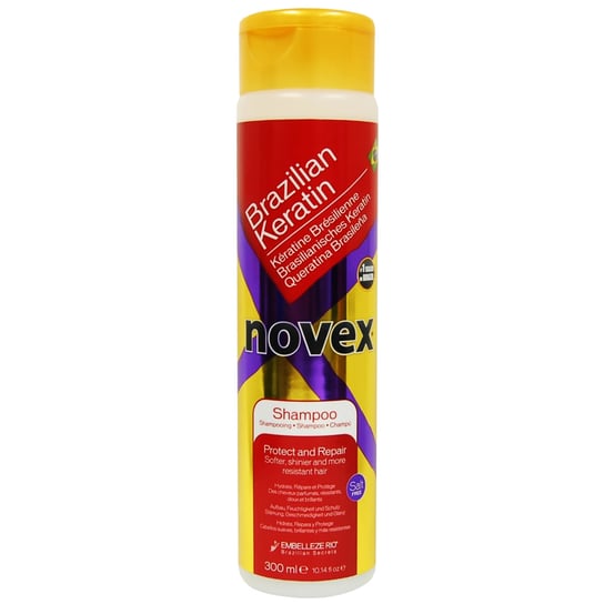 Novex Brazilian Keratin Shampoo 300ml regenerujący włosy szampon z keratyną, wzmacnia, nawilża, wygładza, pielęgnuje Novex