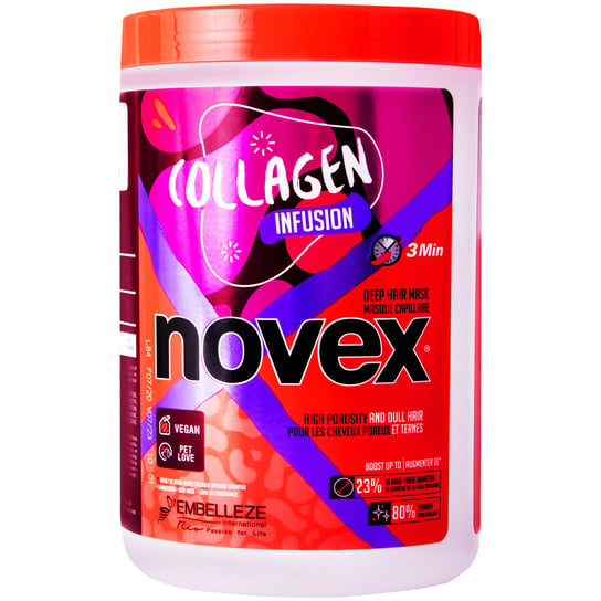 Novex, Collagen Infusion, Maska do włosów matowych i wysokoporowatych, 1000 g Novex