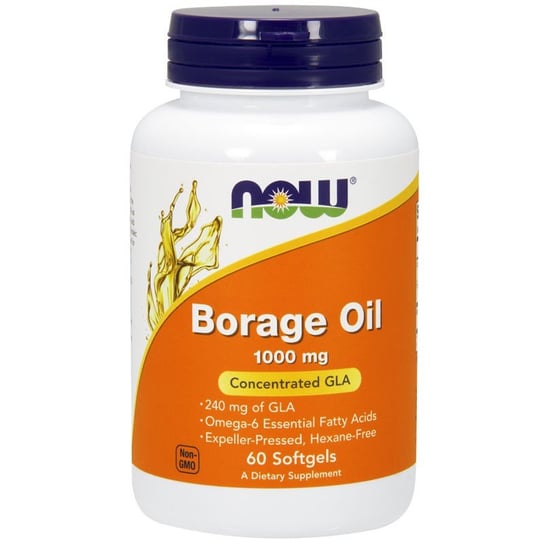 Now Borage Oil 1000Mg Suplementy diety, 60 kaps. Now Foods