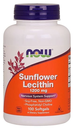 Now Foods Sunflower Lecithin (Lecytyna Słonecznikowa) 1200 mg - Suplement diety, 100 kaps. Now Foods