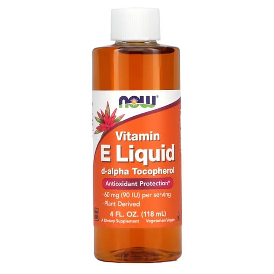 Now Foods, Vitamin E liquid d-alpha Tocopherol - Witamina E krople, Suplement diety, 118ml Now Foods