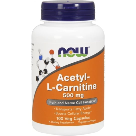 Now, Suplement diety, Acetyl - L-Carnitine, 500 mg, 100 kapsułek Now