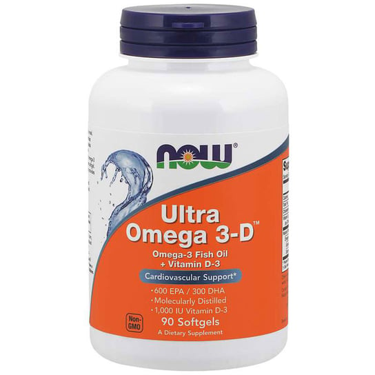 Now Ultra Omega 3-D Omega-3 Fish Oil+Vitamin D3 Suplementy diety, 90 kaps. Now Foods