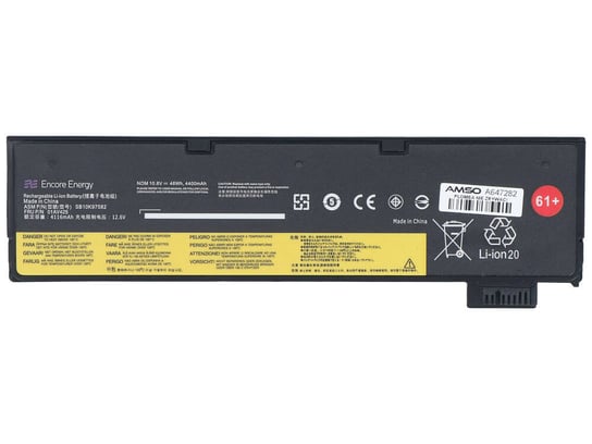 Nowa bateria Encore Energy do Lenovo ThinkPad A475 P51S T25 T470 T570 48Wh 10.8V 4400mAh 01AV425 Inna marka