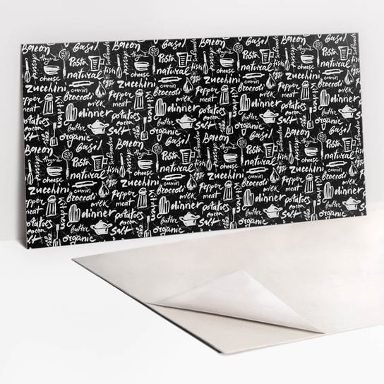 Nowoczesna Dekoracja Ścian 100x50 cm - Czarno białe kuchenne napisy Tulup