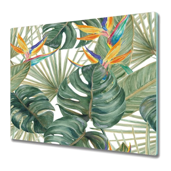 Nowoczesna Deska Kuchenna 60x52 cm - Malowane Liście Palmowe Coloray