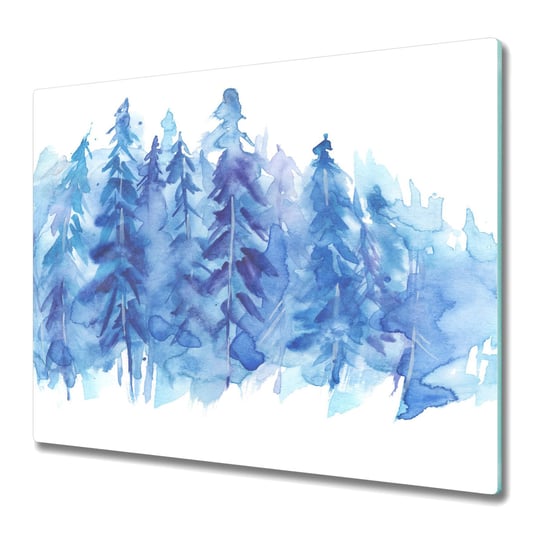 Nowoczesna Deska Kuchenna - Osłonka 60x52 cm - Akwarela zimowy las Coloray
