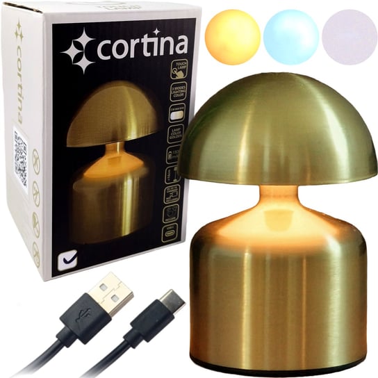 NOWOCZESNA LAMPA LED LAMPKA STOŁOWA NOCNA BIURKOWA GRZYBEK DOTYKOWA 3 TRYBY CORTINA
