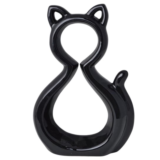 Nowoczesna ozdoba ceramiczna - czarny kot Kita 25,5 cm Duwen
