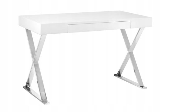 Nowoczesne biurko Zefir chrom biały połysk Unique