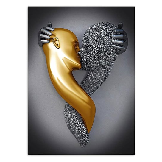 Nowoczesne Dzieło Sztuki Obraz Na Płótnie Golden Kiss 3D 60X90 Płótno 60X90 Inny producent