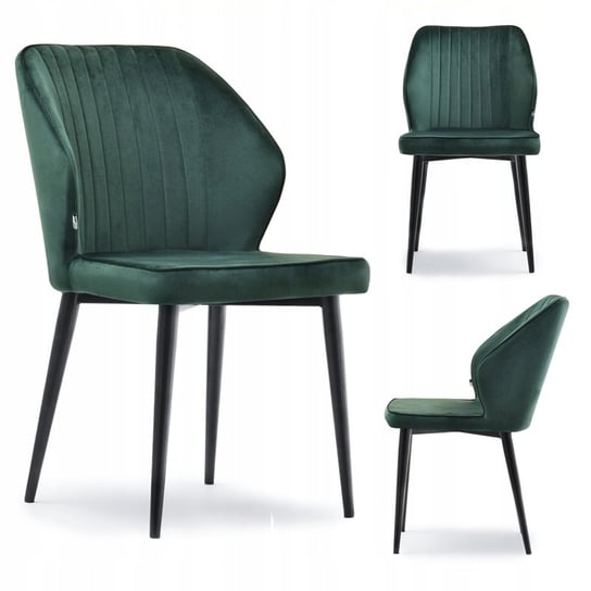 Nowoczesne Krzesło Z Przeszywanego Weluru Gaspar Butelkowy Zielony MEBEL-PARTNER