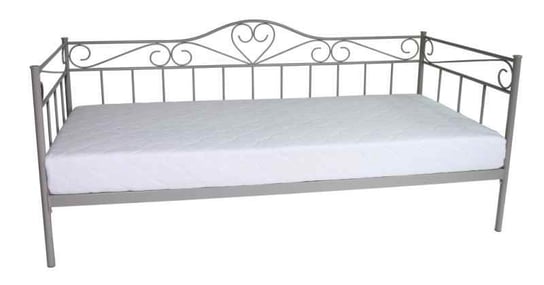 Nowoczesne łóżko metalowe 90X200 szare  + materac piankowy Inna marka