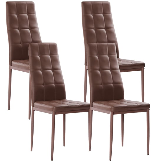 Nowoczesne skórzane krzesła pikowane - 258R - brązowe MebloweLove