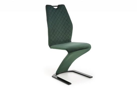Nowoczesne wygięte krzesło tapicerowane butelkowa zieleń NELLA Konsimo
