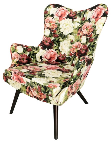Nowoczesny fotel BERGEN ze wzorem w kwiaty i liście Postergaleria