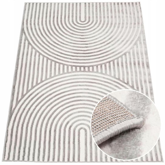 Nowoczesny modny dywan, Biało-szary, 67x120 cm MD