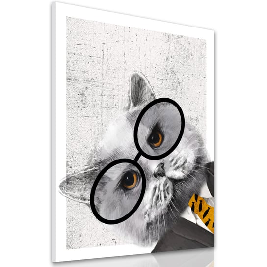 Nowoczesny Obraz Drukowany Na Płótnie- Kot Pod Krawatem  60X80Cm Ludesign-gallery
